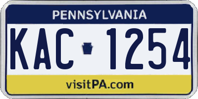 PA license plate KAC1254