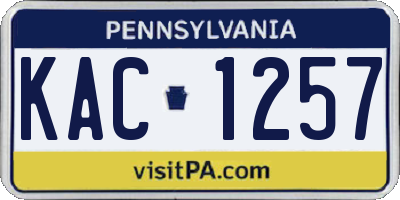 PA license plate KAC1257