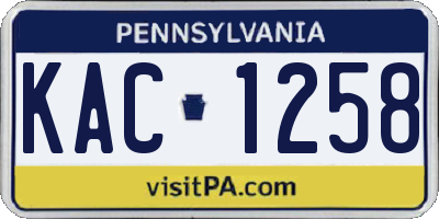 PA license plate KAC1258