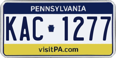PA license plate KAC1277