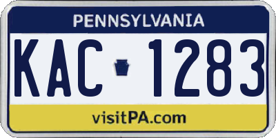 PA license plate KAC1283