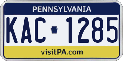 PA license plate KAC1285