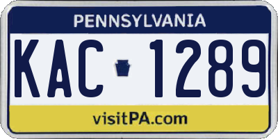 PA license plate KAC1289