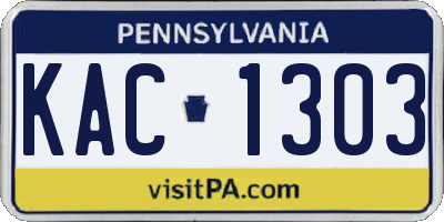 PA license plate KAC1303