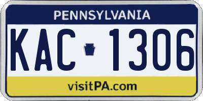 PA license plate KAC1306