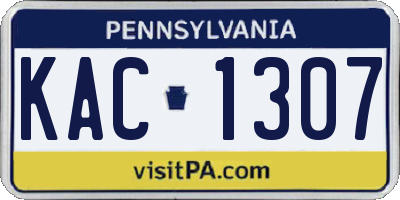 PA license plate KAC1307