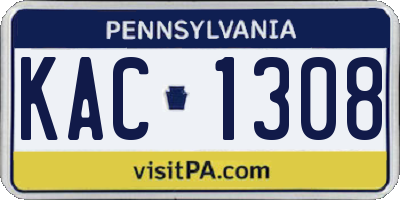 PA license plate KAC1308