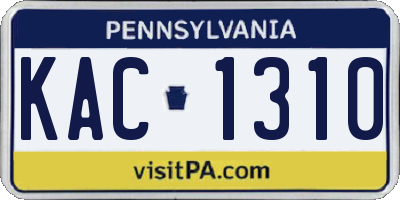 PA license plate KAC1310