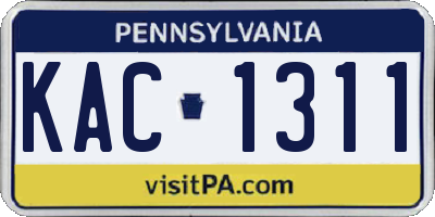 PA license plate KAC1311