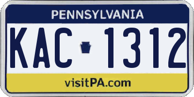 PA license plate KAC1312