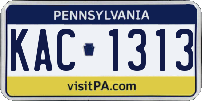 PA license plate KAC1313