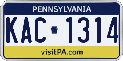 PA license plate KAC1314