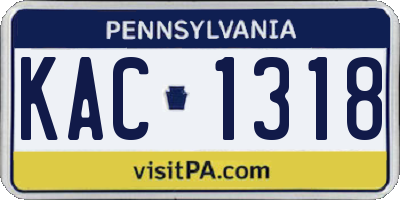 PA license plate KAC1318