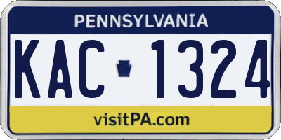 PA license plate KAC1324