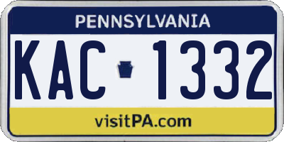 PA license plate KAC1332