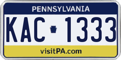 PA license plate KAC1333