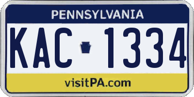 PA license plate KAC1334