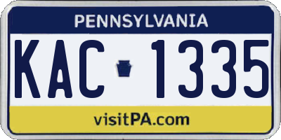 PA license plate KAC1335