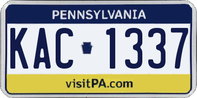 PA license plate KAC1337