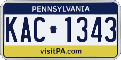 PA license plate KAC1343