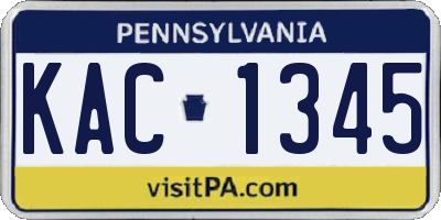 PA license plate KAC1345