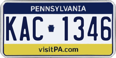 PA license plate KAC1346