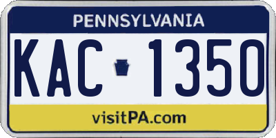 PA license plate KAC1350