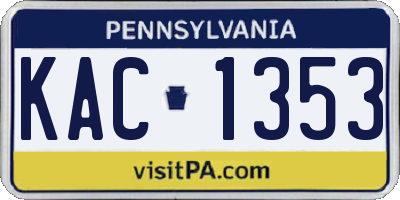 PA license plate KAC1353