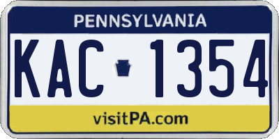 PA license plate KAC1354