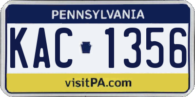 PA license plate KAC1356