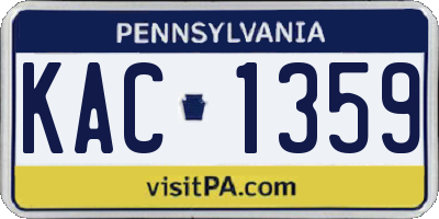 PA license plate KAC1359