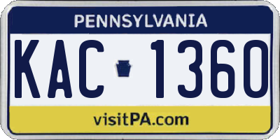 PA license plate KAC1360