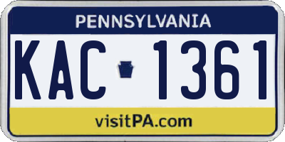 PA license plate KAC1361