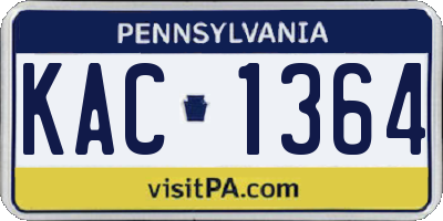 PA license plate KAC1364