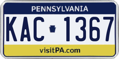 PA license plate KAC1367