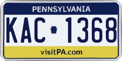PA license plate KAC1368