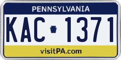 PA license plate KAC1371