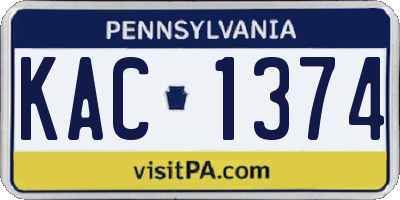 PA license plate KAC1374