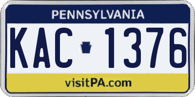 PA license plate KAC1376