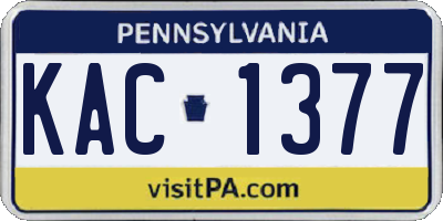 PA license plate KAC1377
