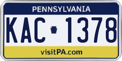 PA license plate KAC1378