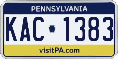 PA license plate KAC1383