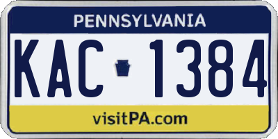 PA license plate KAC1384