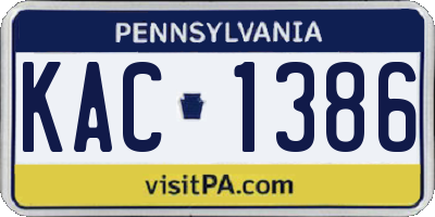 PA license plate KAC1386