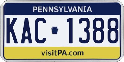 PA license plate KAC1388