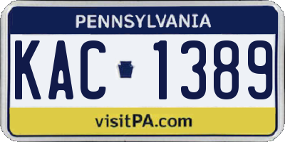 PA license plate KAC1389