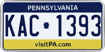 PA license plate KAC1393