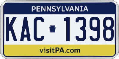 PA license plate KAC1398