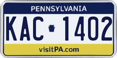 PA license plate KAC1402