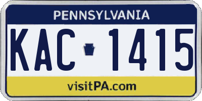 PA license plate KAC1415